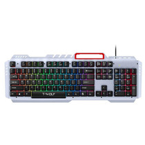 T-WOLF Cool Lighting Effect Metal Plate Gaming Wired Keyboard with Phone Holder(T16)