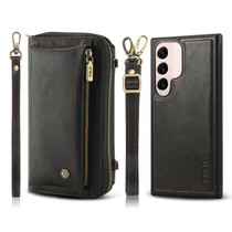 For Samsung Galaxy S22 5G Crossbody Multi-functional Zipper Wallet Leather Phone Case(Black)