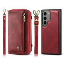 For Samsung Galaxy S23+ 5G Crossbody Multi-functional Zipper Wallet Leather Phone Case(Red)