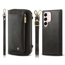 For Samsung Galaxy S22+ 5G Crossbody Multi-functional Zipper Wallet Leather Phone Case(Black)