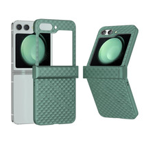 For Samsung Galaxy Z Flip5 5G 3 in 1 Wave Pattern Matte PC Phone Case with Hinge(Dark Green)