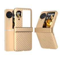 For OPPO Find N3 Flip 3 in 1 Wave Pattern Matte PC Phone Case with Hinge(Gold)