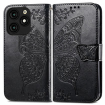 For Tecno Itel A70 Butterfly Love Flower Embossed Leather Phone Case(Black)