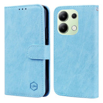 For Xiaomi Redmi Note 13 4G Skin Feeling Oil Leather Texture PU + TPU Phone Case(Light Blue)