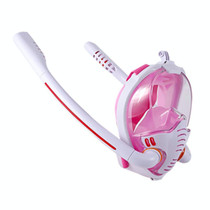 Snorkeling Mask Double Tube Silicone Full Dry Diving Mask Adult Swimming Mask Diving Goggles, Size: L/XL(White/Pink)