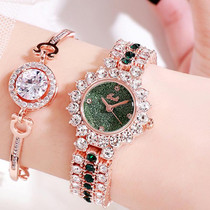 Gedi 52004 Ladies Quartz Diamond Bracelet Watch(Rose Gold Shell Green Plate)