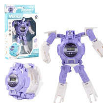 3 PCS Children Electronic Watch Cartoon Deformation Robot Toy Watch(Purple)