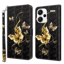 For Xiaomi Redmi Note 13 Pro+ 3D Painted Pattern Leather Phone Case(Golden Butterfly)