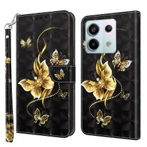 For Xiaomi Redmi Note 13 Pro 5G 3D Painted Pattern Leather Phone Case(Golden Butterfly)