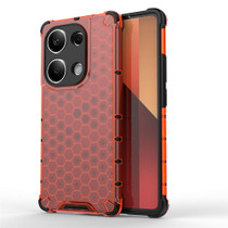 For Redmi Note 13 Pro 4G Shockproof Honeycomb Phone Case(Red)