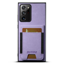For Samsuny Galaxy Note20 Ultra 5G Suteni H03 Litchi Leather Card Bag Stand Back Phone Case(Purple)