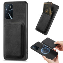 For OPPO A7/A12 Retro Leather Card Bag Magnetic Phone Case(Black)