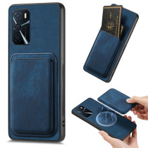 For OPPO A53 / A53S Retro Leather Card Bag Magnetic Phone Case(Blue)