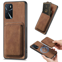 For OPPO A53 / A53S Retro Leather Card Bag Magnetic Phone Case(Brown)