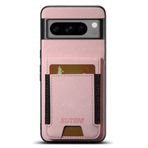 For Google Pixel 7a Suteni H03 Litchi Leather Card Bag Stand Back Phone Case(Pink)