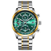 BINBOND B6022 30m Waterproof Luminous Multifunctional Quartz Watch, Color: Inter-Gold-Green