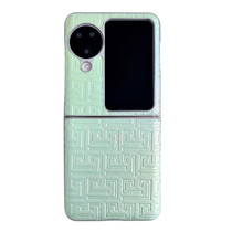 For OPPO Find N3 Flip Pearlescent Paint Gradient Geometric Leather Phone Case(Green)