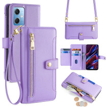 For Xiaomi Redmi Note 12 Sheep Texture Cross-body Zipper Wallet Leather Phone Case(Purple)