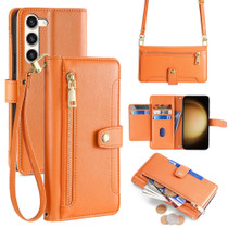For Samsung Galaxy S23+ 5G Sheep Texture Cross-body Zipper Wallet Leather Phone Case(Orange)