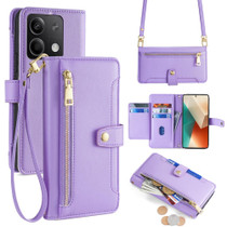 For Xiaomi Redmi Note 13 5G Sheep Texture Cross-body Zipper Wallet Leather Phone Case(Purple)