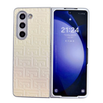 For Samsung Galaxy Z Fold5 5G Pearlescent Paint Gradient Geometric Leather Phone Case(Gold)