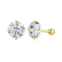 S925 Sterling Silver Platinum Plated Zircon Stud Earrings Jewelry, Color: Gold White Zirconia L