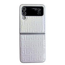 For Samsung Galaxy Z Flip4 5G Pearlescent Paint Gradient Geometric Leather Phone Case(Silver)