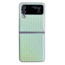 For Samsung Galaxy Z Flip3 5G Pearlescent Paint Gradient Geometric Leather Phone Case(Green)