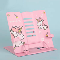 Adjustable Metal Children Reading Stand Cartoon Desktop Book Holder, Color: Unicorn Pink