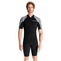 DIVE & SAIL 3mm Short Sleeve One-Piece Warm Wetsuit Cold Resistant Diving Surfing Swimsuit, Size: XL(Male Black)