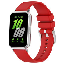 For Samsung Galaxy Fit 3 SM-R390 Metal Connector Liquid Glossy Silicone Watch Band(Red)