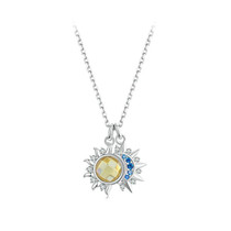 S925 Sterling Silver Platinum Plated Sun Moon and Stars Necklace(BSN381)