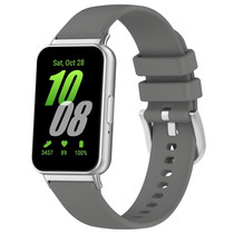 For Samsung Galaxy Fit 3 SM-R390 Metal Connector Liquid Glossy Silicone Watch Band(Dark Gray)