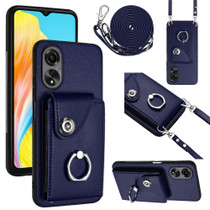 For OPPO A38 4G / A18 4G Global Organ Card Bag Ring Holder Phone Case with Long Lanyard(Blue)