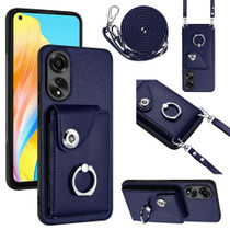 For OPPO A78 4G Global Organ Card Bag Ring Holder Phone Case with Long Lanyard(Blue)