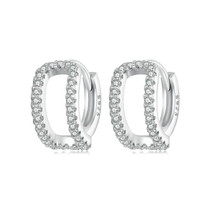 S925 Sterling Silver Plated White Gold Fine Flash Double Layer Earrings(BSE994)
