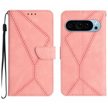 For Google Pixel 9 Pro Stitching Embossed Leather Phone Case(Pink)