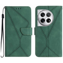 For OnePlus 12R 5G Global Stitching Embossed Leather Phone Case(Green)