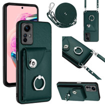 For Xiaomi Redmi Note 12S 4G Global Organ Card Bag Ring Holder Phone Case with Long Lanyard(Green)