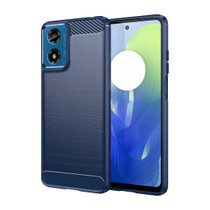 For Motorola Moto G04 Brushed Texture Carbon Fiber TPU Phone Case(Blue)