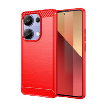 For Xiaomi Redmi Note 13 Pro 4G Carbon Fiber Brushed Texture TPU Phone Case(Red)