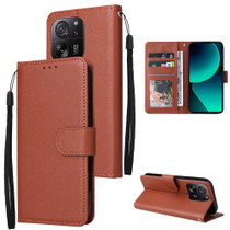 For Xiaomi 13T / 13T Pro 3-Card Slots Multifunctional Leather Phone Case(Brown)