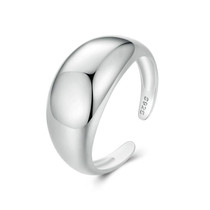 S925 Sterling Silver Plain Aperture Adjustable Ring(SCR983-E)