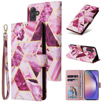 For Samsung Galaxy A55 Marble Bronzing Stitching Leather Phone Case(Purple)