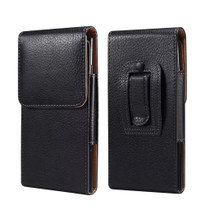  6.1 Inch  Men Vertical Mobile Phone Waist Bag Litchi Pattern Back Clip Buckle Belt Leather Case