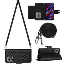 For Xiaomi Redmi Note 12 5G Global / Poco X5 Rhombic Texture Flip Leather Phone Case with Long Lanyard(Black)