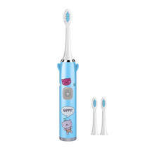 USB Charging Fully Automatic Ultrasonic Cartoon Children Electric Toothbrush, Color: Blue with 3 Heads