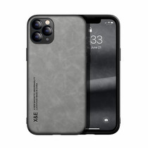 For iPhone 11 Pro Skin Feel Magnetic Leather Back Phone Case (Light Grey)