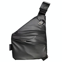 Sports Casual Men Crossbody Bag Large Capacity Multi-Pocket Single Shoulder Bag, Style: Right Shoulder Leather Film (Black)