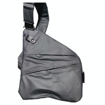 Sports Casual Men Crossbody Bag Large Capacity Multi-Pocket Single Shoulder Bag, Style: Left Shoulder Leather Film (Gray)
